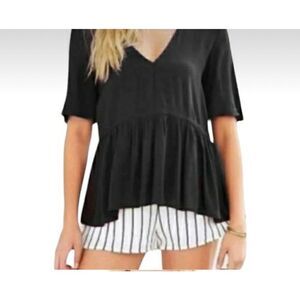 Urban Outfitters Kimchi Blue Black Babydoll Top sz small open v-back